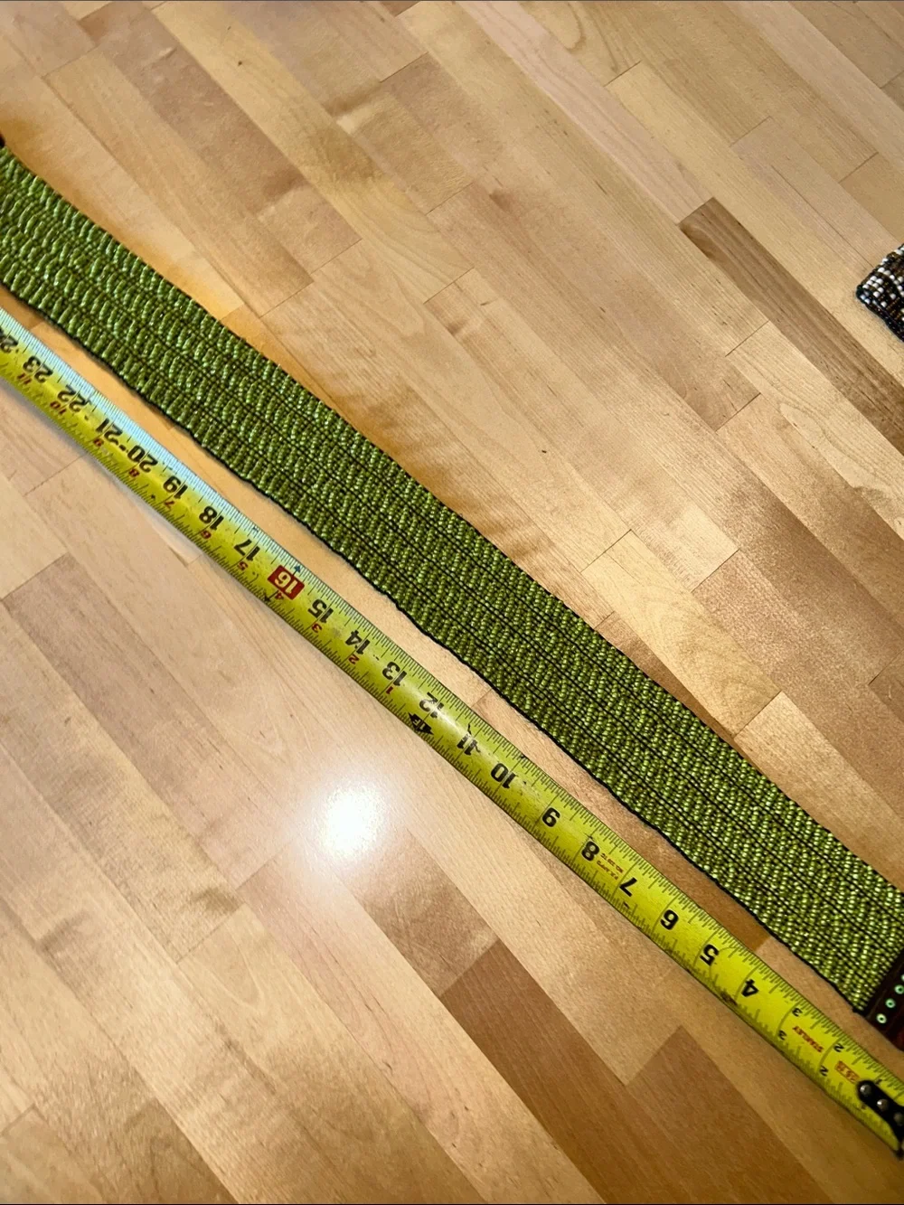 Beaded Green Statement Waist Belt with Mother-of-Pearl Accent